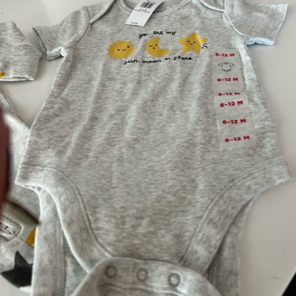 Old Navy Gray Baby Onesie and Pajama Set with Stars and Moons - Picture 3 of 4